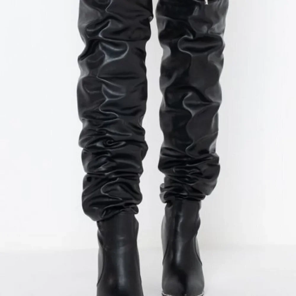 AZALEA WANG UP ALL NIGHT  STILETTO BOOT IN BLACK ( BRAND NEW !!!!!!!!! )